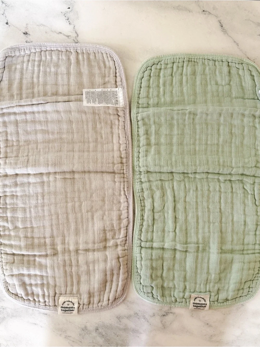 KeaBabies Lyra Organic Cotton Muslin Gauze Burp Cloths in Silver Grey & Sage